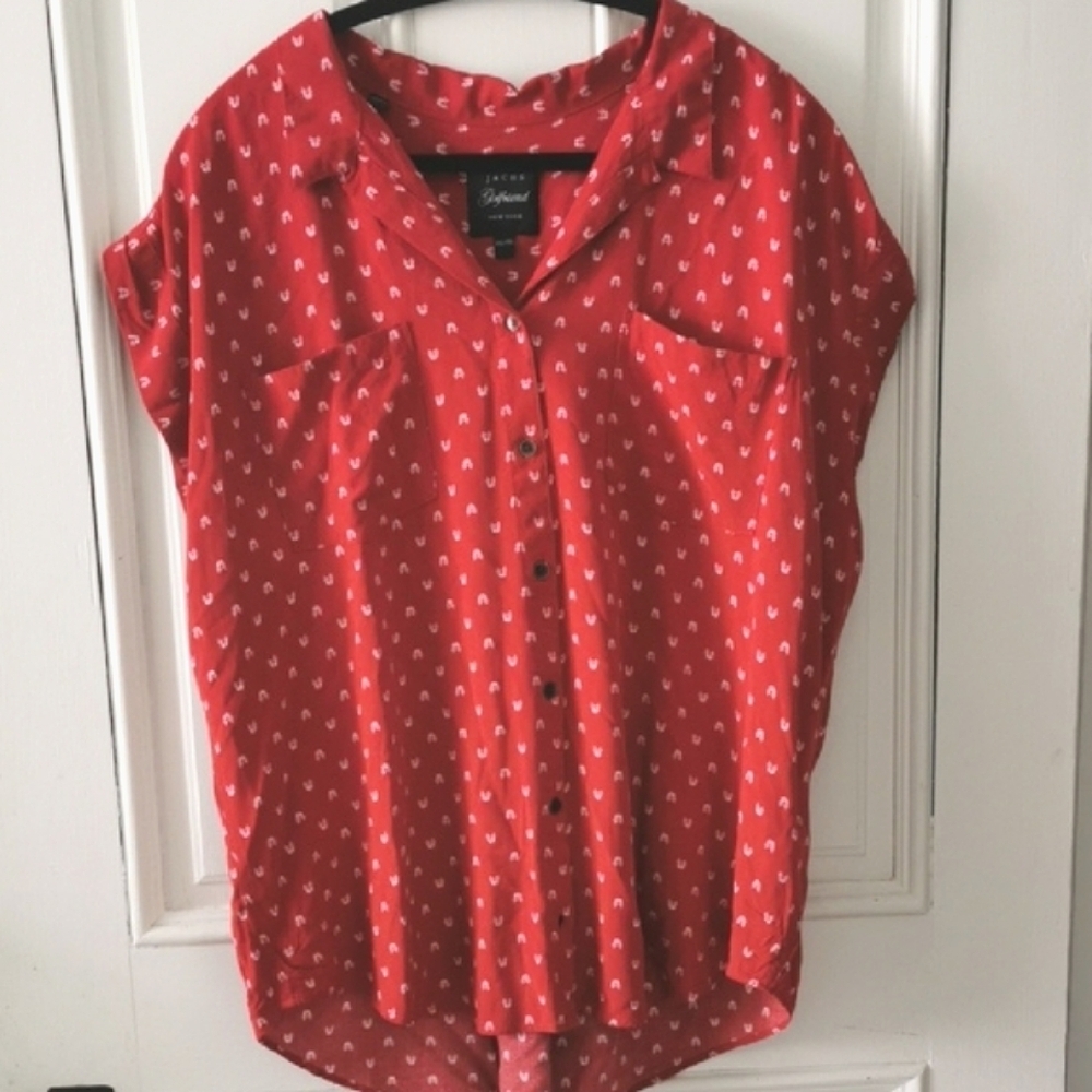 Jachs red Girlfriend bohochic, festival, button down blouse. Size XXL. EUC